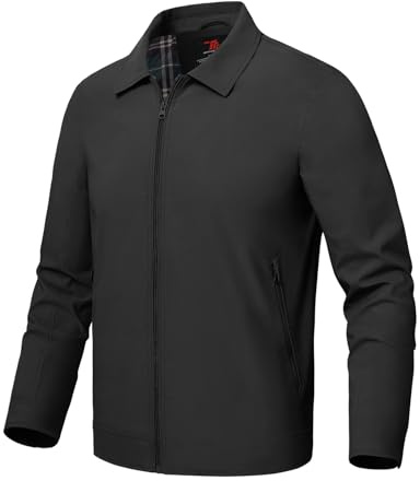 Rdruko Mens Summer Jackets Lightweight Smart Casual Jacket Light Bomber Jackets Outdoor Thin Windbreaker Coat with Zip Pockets Black M