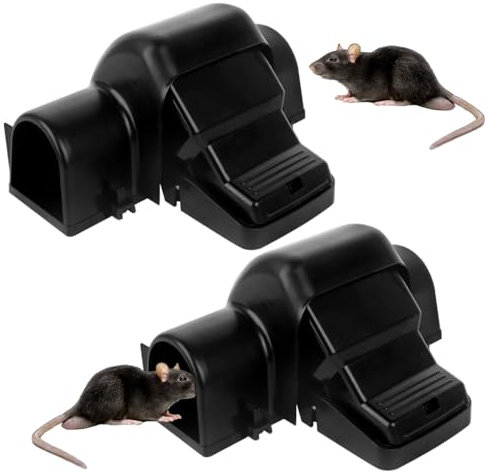 Gobesty Rat Traps, 2 Pack Rat Traps That Kill Instantly, Reusable Rat Catcher, Humane Mouse Traps for Indoors and Outdoor Use, Highly Sensitive Mice Traps and Rat Killer, Child and Pet Friendly