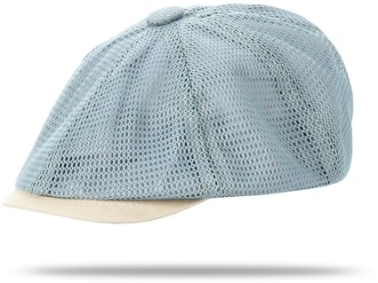 YAMEE Basker män sommar ventilerande mesh, baskrar damer solskydd, glidmössa män elastisk justerbar, Newsboy keps män lätt retro, platt mössa unisex utomhus mode fritid, GRÅ, one size