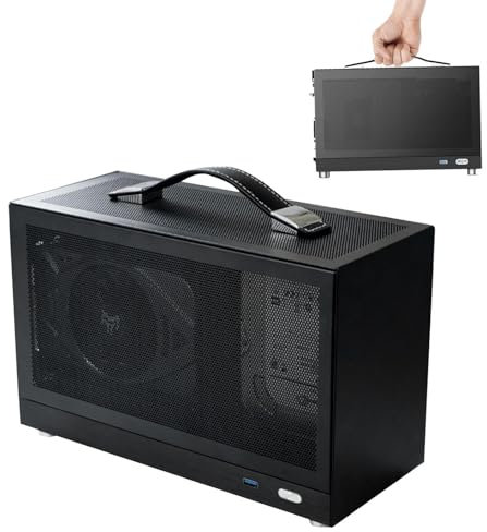 ATX Case del computer | Caso desktop a fattore di piccola forma | Pannello ventilato avanzato | TX Mini Small Case Suitcase in alluminio | Custodia da gioco per PC Desktop portatile addensato