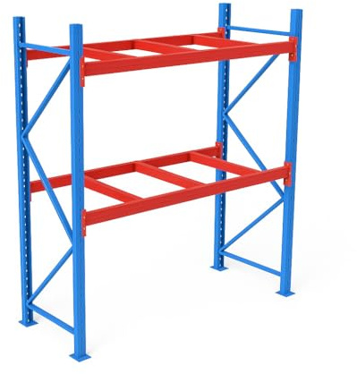 Scaffale per pallet in acciaio a 2 livelli, sistema di stoccaggio industriale, 248,9 x 99,1 x 200,7 cm, design salvaspazio per magazzino o garage