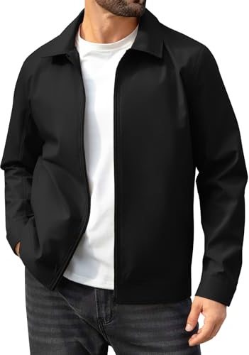 Xnova Giacca da Uomo Leggera Giubbotto con zip Casual Elegante, Giacche Bomber Resistente Giubbino a Vento Collo ribaltabile Capospalla (Nero, XL)