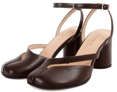 WJZDSJCO Tabi Chunky Block Heels for Women Split Toe Pumps with Ankle Strap Slingback Heeled Sandals Strappy Tabby Shoes Fashion Dress Comfort Office | Tabi, Split Toe, Block Heel, Fashion, Sexy