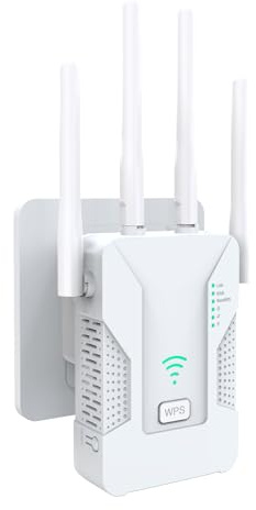 U81 Repetidor WiFi, Amplificador Señal WiFi 300Mbps con 2 Puertos Ethernet y 4 Antenas, Señal Estable y Fuerte, Compatible con Todos los Dispositivos de Red, Modos Ap/Repetidor/Enrutador