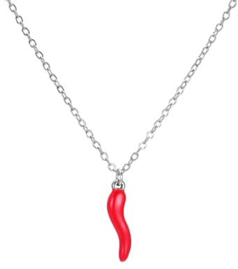 LIKGREAT Italienskt horn halsband för kvinnor Cornicello röd peppar halsband lyckoamulett hänge skyddande talisman smycken