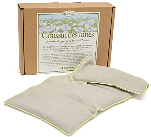 Mille Oreillers Coussin des Kinés ® - Graines de Lin - 24 x 50 cm - Lombaires, épaules - Apaise et soulage