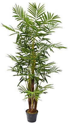 Konstgjord Areca Palm 160 cm flertrådig med 25 palmvivlar och äkta palmfibermaterial – guldfruktpalm konstpalm i kruka