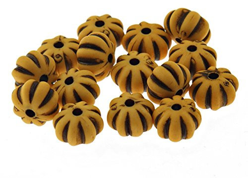 Vintageparts 40 kürbisförmige Acrylperlen in Ocker - braun, 12 mm, DIY-Schmuck