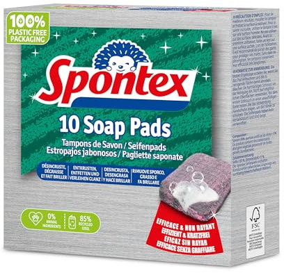 Spontex Estropajo Jabonoso de Acero aleado, 10 Unidad (Paquete de 1)