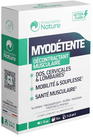 Prescription Nature - MYODÉTENTE - Complément Alimentaire à Base de Plantes et de Vitamines (B1, B6) - Potassium, Magnésium et L-Théanine - Fabrication Française - 15 Gélules