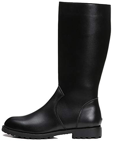 MERRYHE Stivali da Uomo Zip Laterali da Equitazione e Combattimento, A metà Polpaccio, Calzature da Lavoro Impermeabili, Black-45