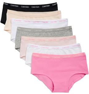 Calvin Klein Kids Girls' Modern Cotton Hipster Underwear 7-Pack, Nude Pink/Light Pink/White/Grey/Black/White, X-Large