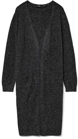 Vero Moda Women's Vmdoffy Ls Long Open Noos Cardigan, Black (Black Melange), M UK
