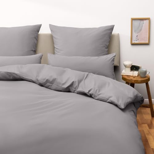 Blumtal Sängkläder 190 x 200 cm 2 x 40 x 70 cm örngott – Oeko-TEX splittrad. Sängkläder i mikrofiber set – mikrofiberpåslakan upp till 95 °C – påslakan + örngott 3 delar – sommarsängkläder grå