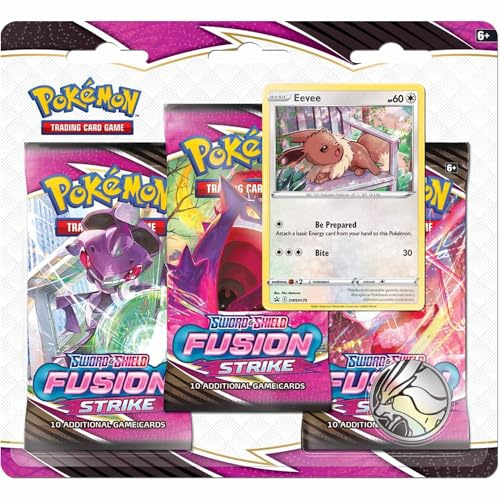 Pokémon Schwert und Schild 8 – Fusionsangriff: Booster 3er-Pack (eins zufällig ausgewählt), Kartenspiel, ab 6 Jahren, für 2 Spieler, über 10 Minuten Spieldauer