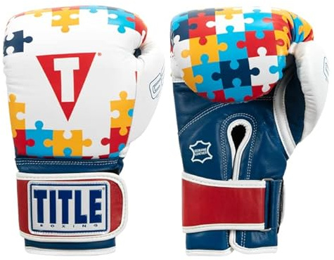 TITLE Boxing Gel World V2T Limited Edition Autism Awareness Bag Gloves - Boxing Gloves, Punching Bag Gloves, Kickboxing Gloves, Heavy Bag Gloves, Boxing Gloves Men, Boxing Gloves Women