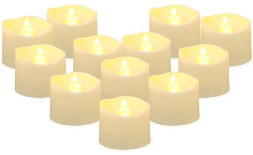 Yakpo Lot de 12 bougies chauffe-plat à LED à piles, sans flamme, pour décoration de Noël, Halloween, citrouille