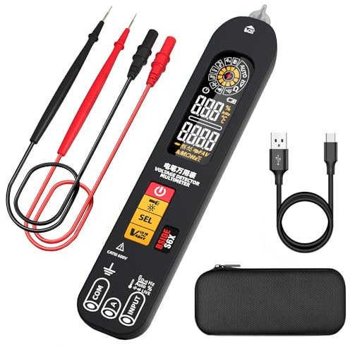 BSIDE S6X Wiederaufladbares Digital Multimeter Automatisch Berührungsloser Spannungsprüfer Stift mit Farb LCD ID Zeiger VFD Voltmeter Amperemeter Kapazitätsmesser Durchgangsprüfer mit summer Tasche