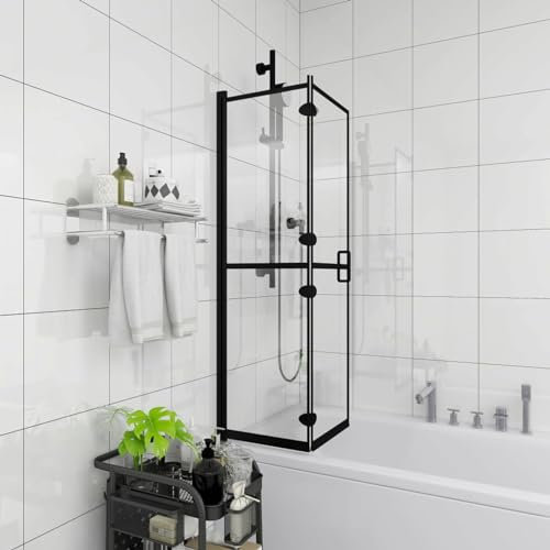 ARKEM Cabine de Douche Pliable ESG 80x140 cm Noir,Cabine De Douche Complete,Cabines Et Parois De Douche