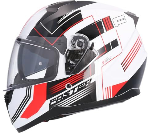 DOBLE XX Shiro HEMETS Casco Integrale SH-667 Faster Bianco e Rosso con Occhiali Solari (M)