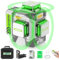 Huepar Pro Laser Level 360, Self Leveling 3 x 360 Green Beam 3D Cross Line Laser Tool, High Accuracy, 8000mAh Rechargeable Li-ion Battery, Remote Control, Hard Carry Case ZK03CG-S