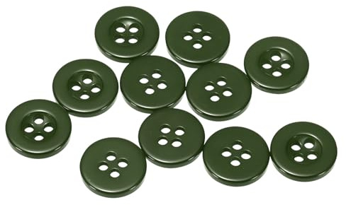 sourcing map 10pcs 20L Sewing Buttons 1/2(12.5mm) Resin Round Flat 4-Hole Craft Replacement Buttons for Coats Sewing Clothing and DIY, Dark Green