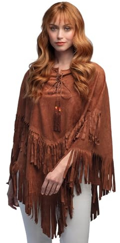 Boland 44539 - Poncho hippie, mantello, accessorio per costumi flower power, accessorio per festival, carnevale o festa a tema