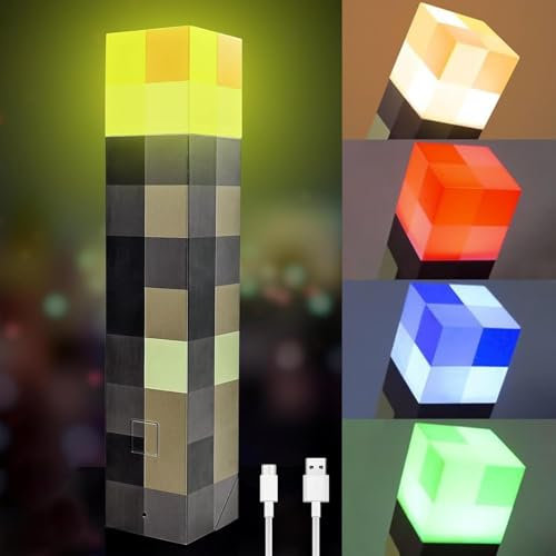 YeahBoom Lampada da parete a torcia, con 4 colori, ricaricabile tramite USB, per bambini, per cosplay, giocattoli