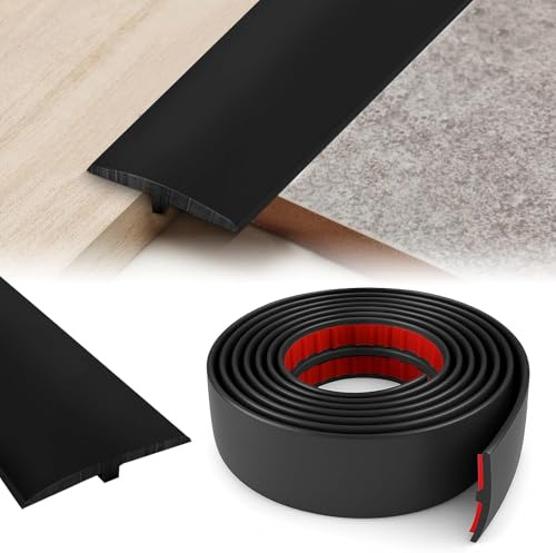 YushengTai Profilo di Transizione Pavimento, 5 CM x 1 M Profilo di Raccordo per Pavimenti A Forma di T, Profili per Piastrelle per la Connessione tra due Piastrelle per Pavimenti (Nero)