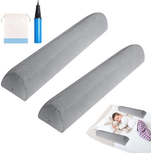 DASIAUTOEM Fallskydd för säng, 2-pack sängskydd för barn, uppblåsbart sänggaller, fallskydd med handpump, för spädbarn, äldre vuxna, för resor, dubbelsängar och hopfällbara sängar