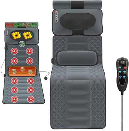 Colchoneta De Masaje Corporal Con Calor, Colchón De Masaje Lumbar Con Compresas Calientes, Colchón De Masaje Vibratorio Con 10 Motores, Almohadilla De Masaje For Cama(A)