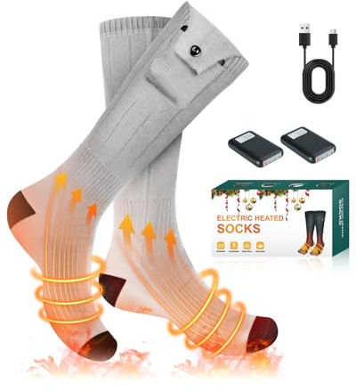Zoomsnail Electric Heated Socks, 3 Heating Settings Washable Heated Sock for Fishing Skiing Hiking Skating, Valentine's Day Gifts, 5000mAh Rechargeable Electric Socks for Men Women