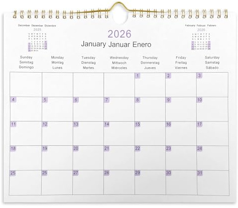 Ouligay kalender 2026 väggkalender 2026 kalender stor 28 x 22 cm månadskalender januari till december, väggkalender för hemmakontor, familjeplanerare månadskalender perfekt som parkalender eller