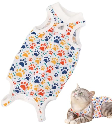 Body postoperatorio para gatas, traje postoperatorio para gatas, traje postoperatorio para heridas abdominales o enfermedades de la piel para 4-7 kg