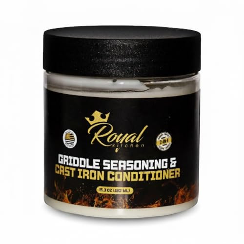 Royal Kitchen Cast Iron & Carbon Steel Seasoning Conditioner 2-IN-1 | Effective For Restoring, Protecting & Conditioning Blackstone Griddle, Cast Iron and Dutch Oven Cookware Food Safe and easy to use conditioner (15.3 Ounce (Pack of 1))