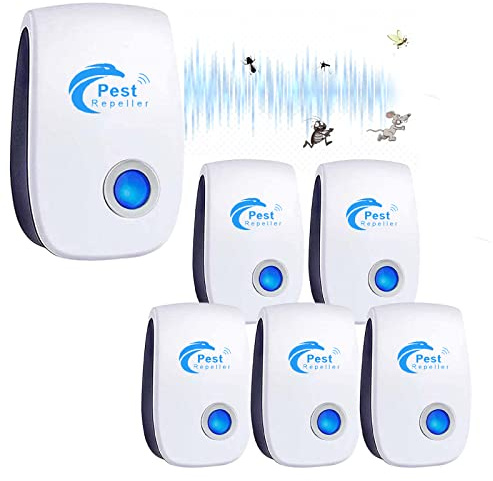 Ultraschall-Nagetierabwehr, Insekten, 6 Stück, Ultraschall, gegen Mücken, Mäuse und Ratten, für den Innenbereich, elektronisch, für Mäuse, Ratten, Ameisen, Spinnen, Mücken