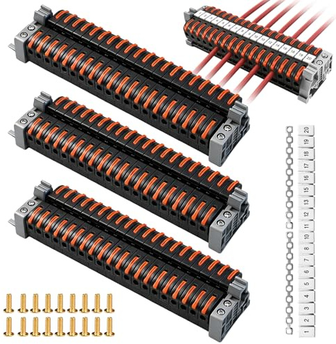 Reihenklemmen Hutschiene 60 Stück, Verbindungsklemmen, Durchgangsklemme Hutschiene 0,08–4 mm² PCT-211, Lüsterklemmen Steckbar, Klemmleiste Set, klemmen elektro für schnelle Verkabelung