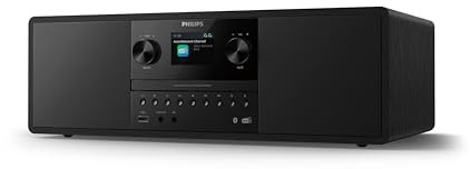 Philips TAM6500/10 Sistema musicale micro 100 Watt, Bluetooth 6.0, Auracast, Radio DAB+/FM, CD/USB/Ingresso audio, Altoparlanti Bass‑Reflex, Display a colori, Telecomando, Plastica riciclata – Nero