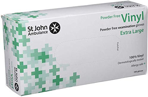 St John Ambulance Vinyl Pre-Powdered Gloves X-Large (Box of 100)