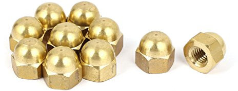 sourcing map Eichel Sechskant Hutmuttern - 10stk. M8 Hutmuttern Messing Sechskant Dekorative Kappenmutter für Schrauben Bolzen Messing Ton