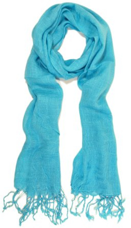 TrendsBlue Elegant Solid Color Viscose Fringe Scarf, Blue