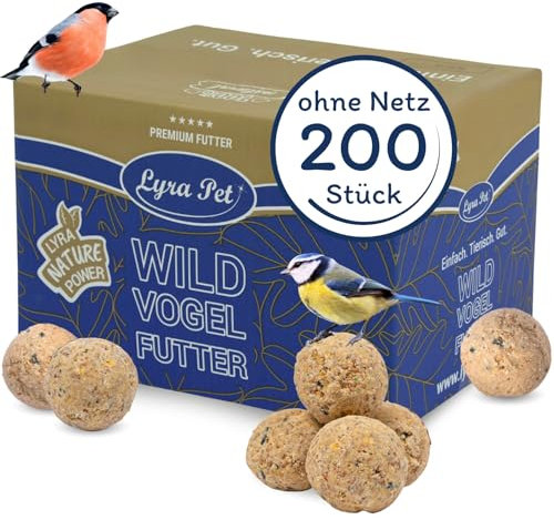 Lyra Pet® | 200 Meisenknödel ohne Netz à 90 g = 18 kg | Vogelfutter für das Ganze Jahr | Energielieferant für Wildvögel | Mineralstoffreiches Wildvogelfutter | Fetthaltig & Nährstoffreich