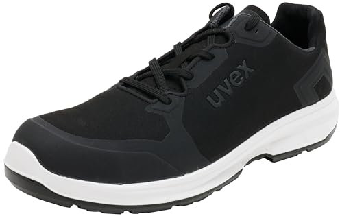 Uvex 1 Sport S3 ESD Sicherheitsschuhe für Herren - Bequeme & Atmungsaktive Arbeitsschuhe für Männer - Leichte & Ergonomische Halbschuhe Velours ,Schwarz,40 EU