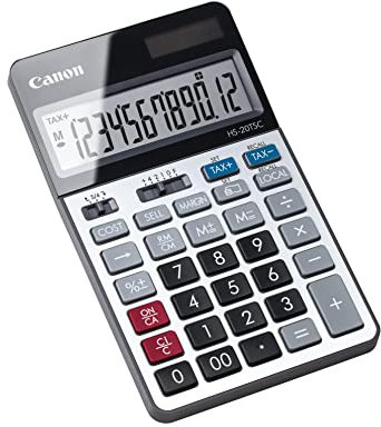 Canon HS20TSC anzeigender Tischrechner mit Steuerberechnung, 12-stellig, Schwarz/Grau