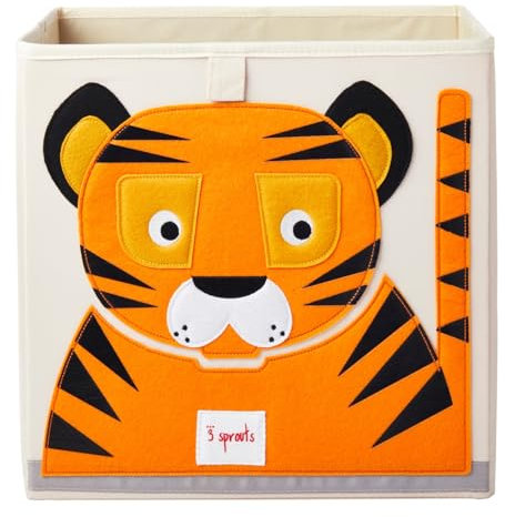 3 Sprouts, Aufbewahrungsbox Kinder mit Deckel, Spielzeugbox für Kallax Regale, Box zur Spielzeugaufbewahrung, Kinder Aufbewahrungsbox Kinderzimmer, Aufbewahrungsboxen für Spielzeug - Tiger