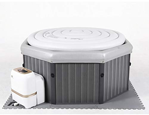 SHATCHI Tuscany Premium 5-6 Bathers Bubble Spa Portable Inflatable Quick Heating Hot Tub, Metallic Silver