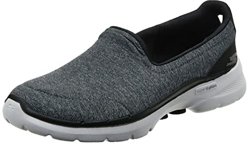Skechers GO WALK 6 GRAND HORIZON, Zapatillas para Mujer, Black Textile/White Trim, 39 EU