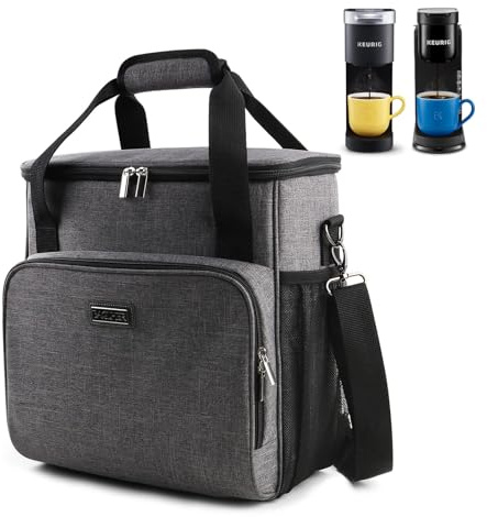 BAGLHER Coffee Maker Travel Bag Compatible with Keurig K-Mini, K-Mini Plus, Keurig K-Express, Keurig K-Iced or Other Accessories, Portable Coffee Maker Case with Shoulder Strap for Travel, Grey