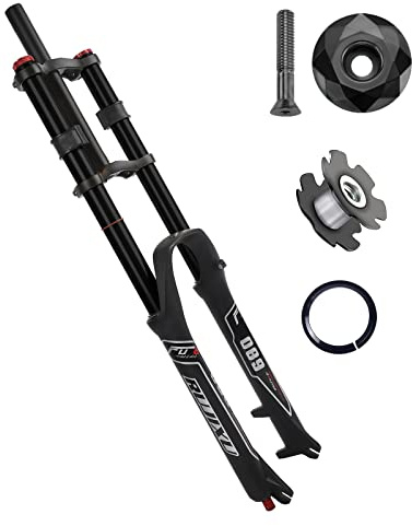 RUJIXU 26 27.5 29 inch Mountain Bike Fork Rebound Adjust MTB Air Fork 135mm Travel Ultralight Gas Shock Absorbers Triple Tree Disc Brake fit Road/Mountain Bicycle XC/AM/FR Cycling