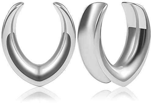 Vankula Ear Flesh Tunnel Minimalist Plugg Öronmätinstrument Rostfritt Stål Stretch Expander Piercing Öronpiercing, 10mm(00G), Metall